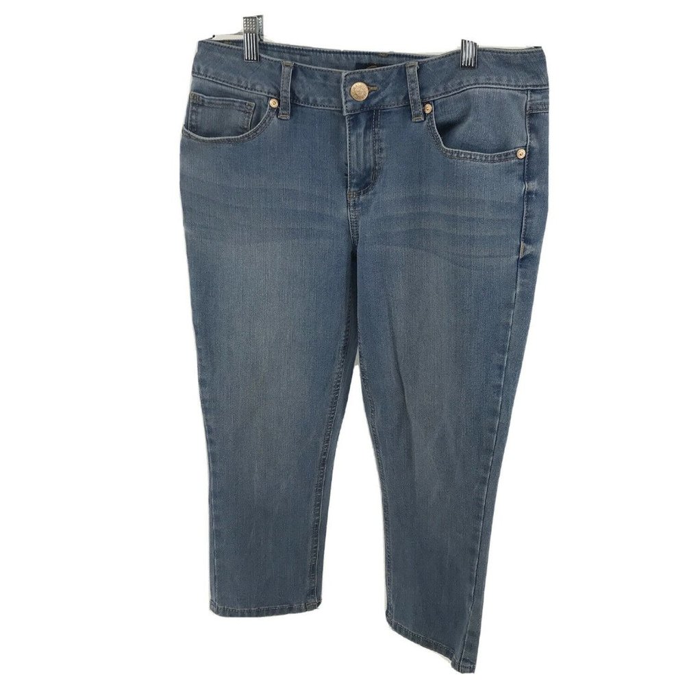 Seven 7 Womans Skinny Cropped Denim Blue Jeans Mid Rise 5‎ Pocket Size 6